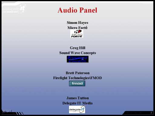 Click here for the next slide - James Tutton - Audio Panel